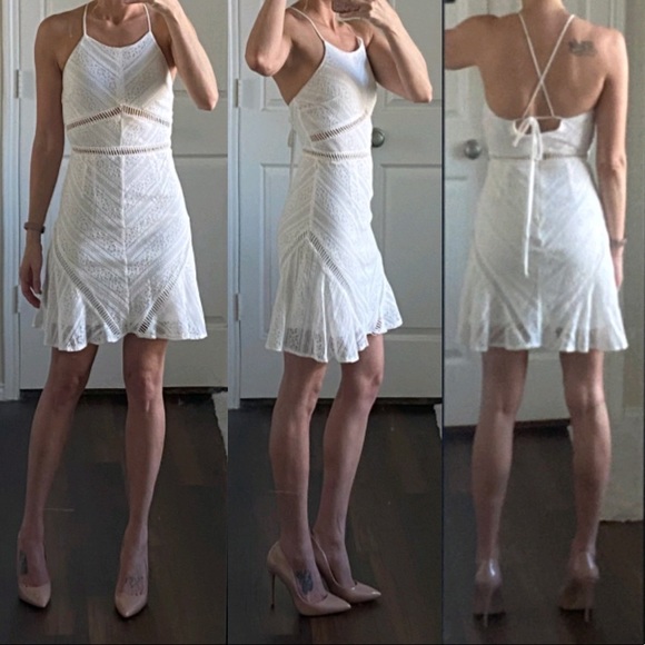 Avec Dresses & Skirts - White backless open back lace up mini midi dress